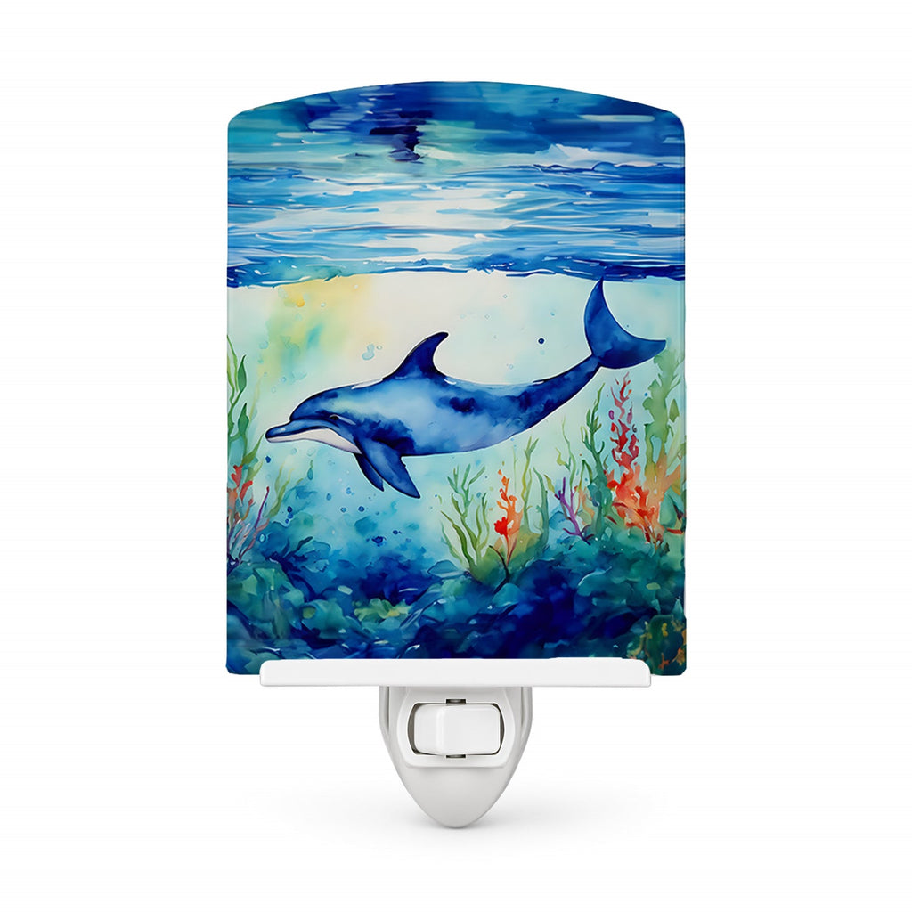 Dolphin Ceramic Night Light Compact, UL-Certified, Ideal for Bedroom, Bathroom, Nursery, Hallway, Kitchen, 6x4x3, Multicolor