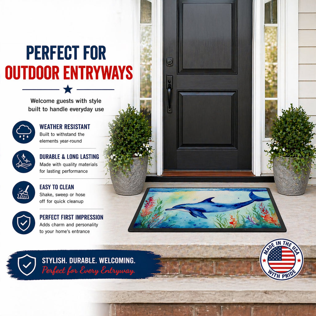 Dolphin Doormat Indoor Outdoor 24H X 36W Front Door Mat Rugs for Entryway, Non Slip Washable Low Pile,
