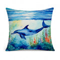 Dolphin Decorative Throw Pillow 14x14 Indoor Outdoor Accent Cushion, Fabric Cover with Insert for Sofa, Bed, Porch & Living Room