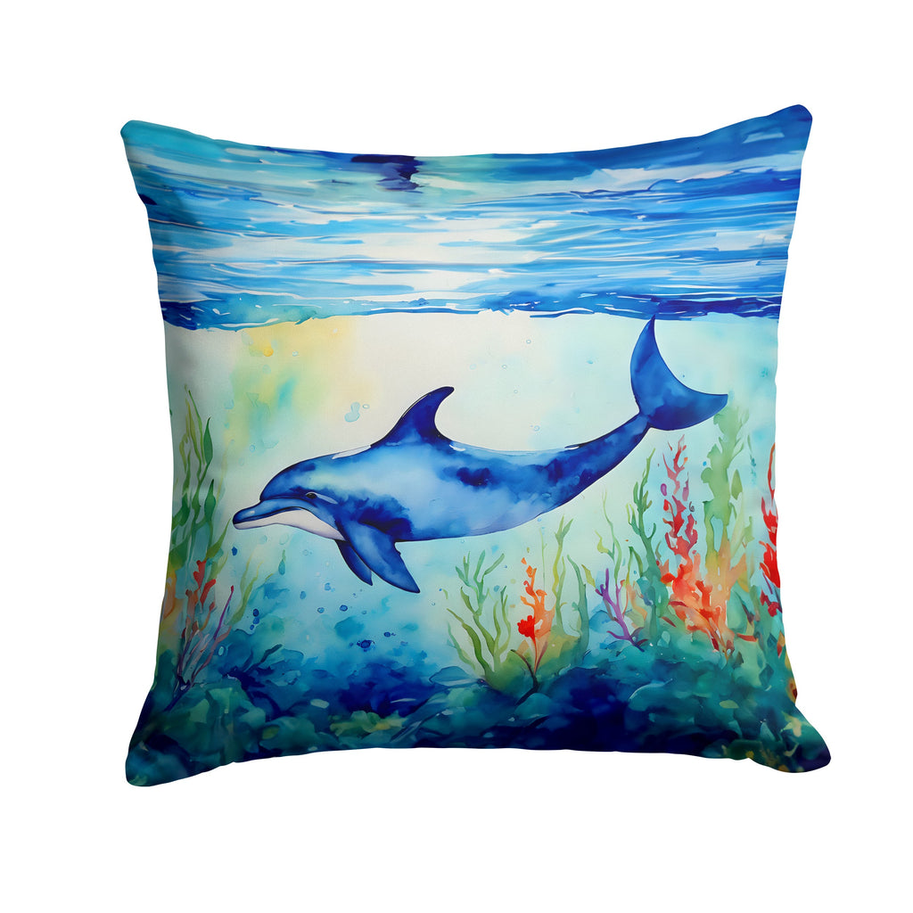 Dolphin Decorative Throw Pillow 18x18 Indoor Outdoor Accent Cushion, Fabric Cover with Insert for Sofa, Bed, Porch & Living Room