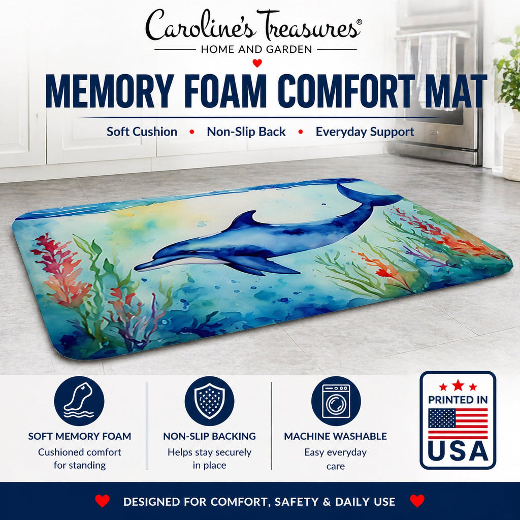 Dolphin Memory Foam Kitchen Mat Machine Washable Anti-Fatigue Cushion Comfort Bath or Kitchen Rug