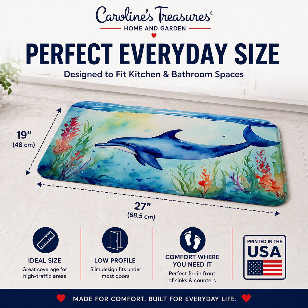 Dolphin Memory Foam Kitchen Mat Machine Washable Anti-Fatigue Cushion Comfort Bath or Kitchen Rug