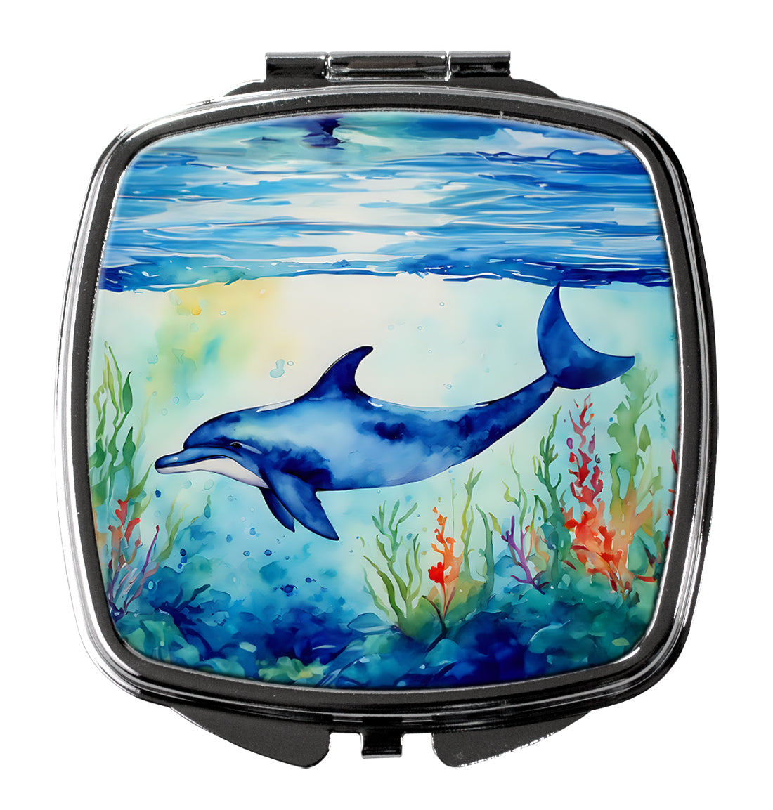 Dolphin Compact Mirror Decorative Travel Makeup Mirror for Women Girls Gifts Pocket Makeup Mirror Folding Handheld