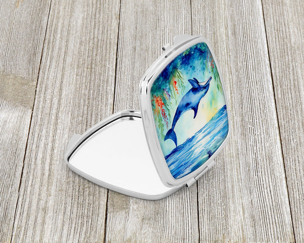 Dolphin Compact Mirror Decorative Travel Makeup Mirror for Women Girls Gifts Pocket Makeup Mirror Folding Handheld