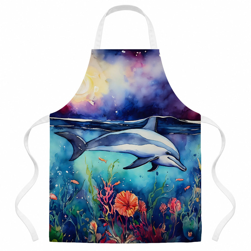 Dolphin Apron Cooking Kitchen Server Baking Crafts Gardening for Adult Women Men, Unisex, Large, Multicolor