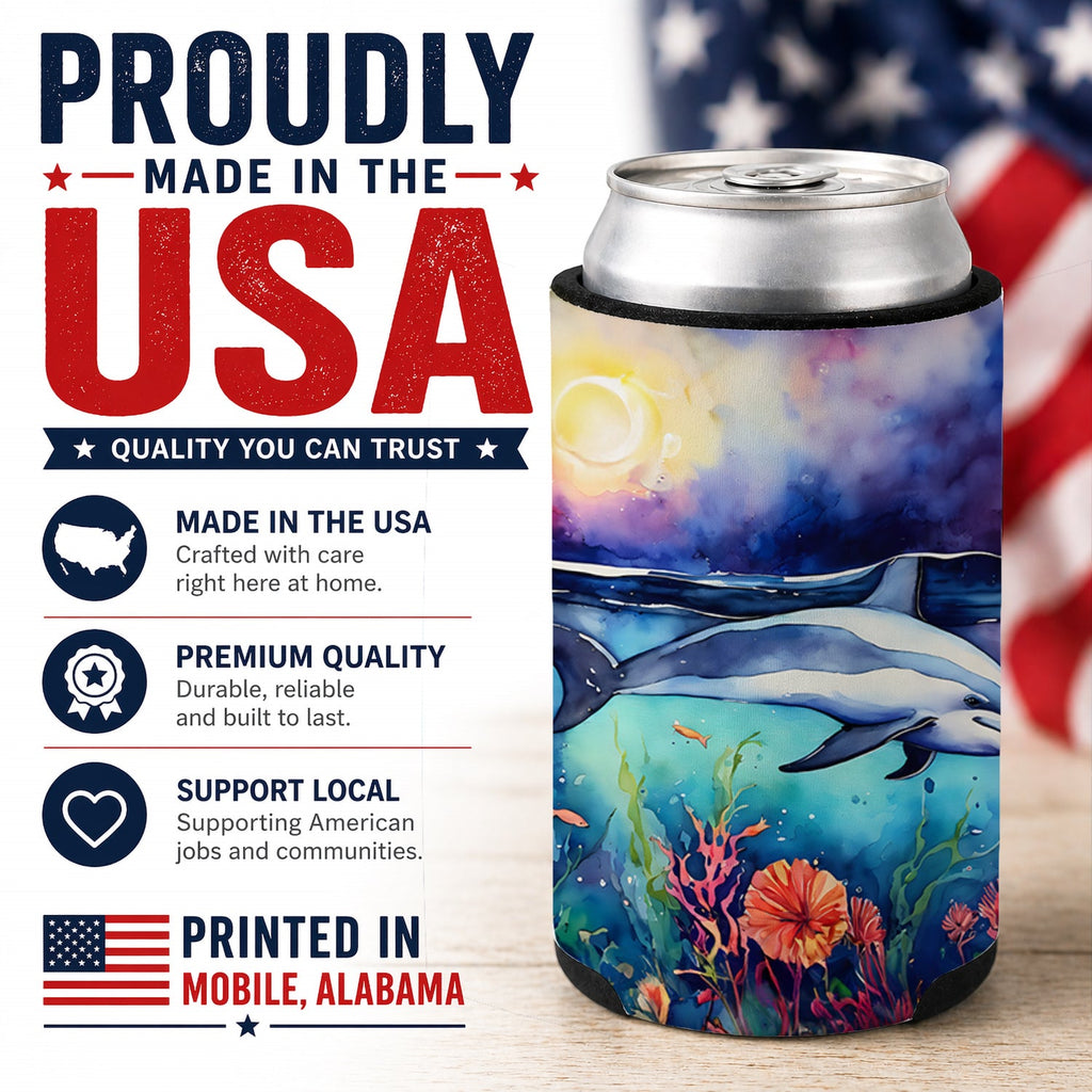 Dolphin Can or Bottle Hugger Cooler Sleeve for Standard 12 oz Cans, Insulated Foam Beer & Soda Can Hugger Reusable