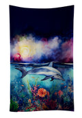 Dolphin Kitchen Towel Velour Plush Front and Cotton Loop Back Machine Washable