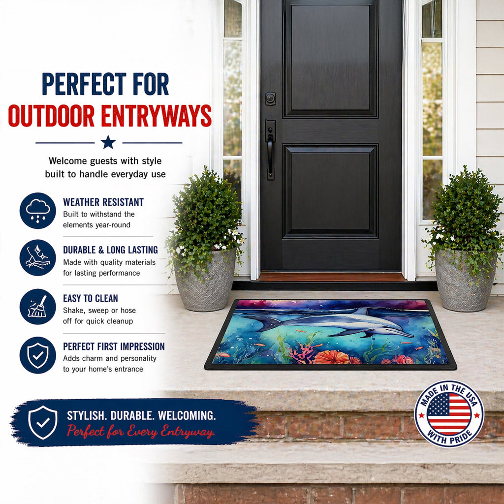 Dolphin Doormat Indoor Outdoor 18H X 27W Front Door Mat Rugs for Entryway, Non Slip Washable