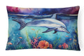 Dolphin Decorative Throw Pillow 12x16 Indoor Outdoor Accent Cushion, Fabric Cover with Insert for Sofa, Bed, Porch & Living Room