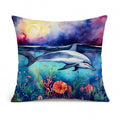 Dolphin Decorative Throw Pillow 14x14 Indoor Outdoor Accent Cushion, Fabric Cover with Insert for Sofa, Bed, Porch & Living Room