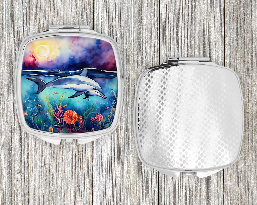 Dolphin Compact Mirror Decorative Travel Makeup Mirror for Women Girls Gifts Pocket Makeup Mirror Folding Handheld