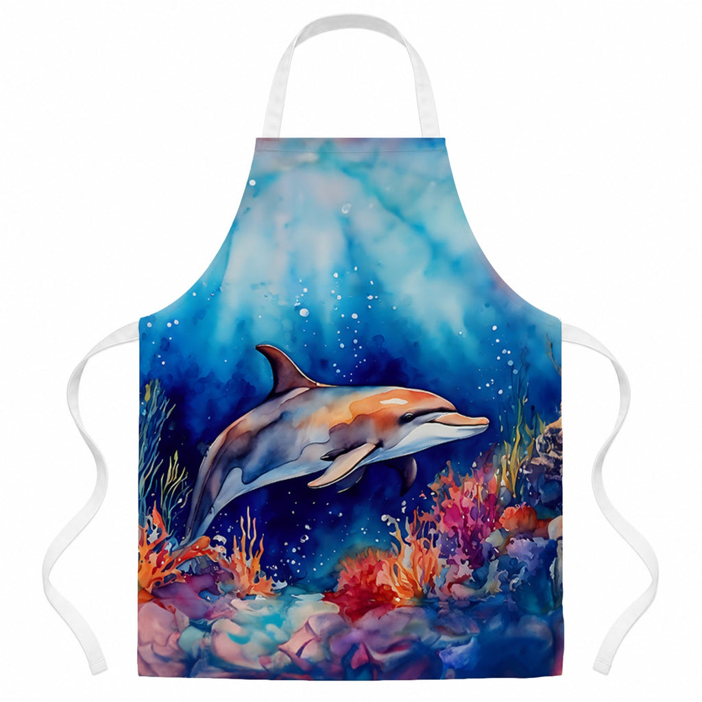 Dolphin Apron Cooking Kitchen Server Baking Crafts Gardening for Adult Women Men, Unisex, Large, Multicolor