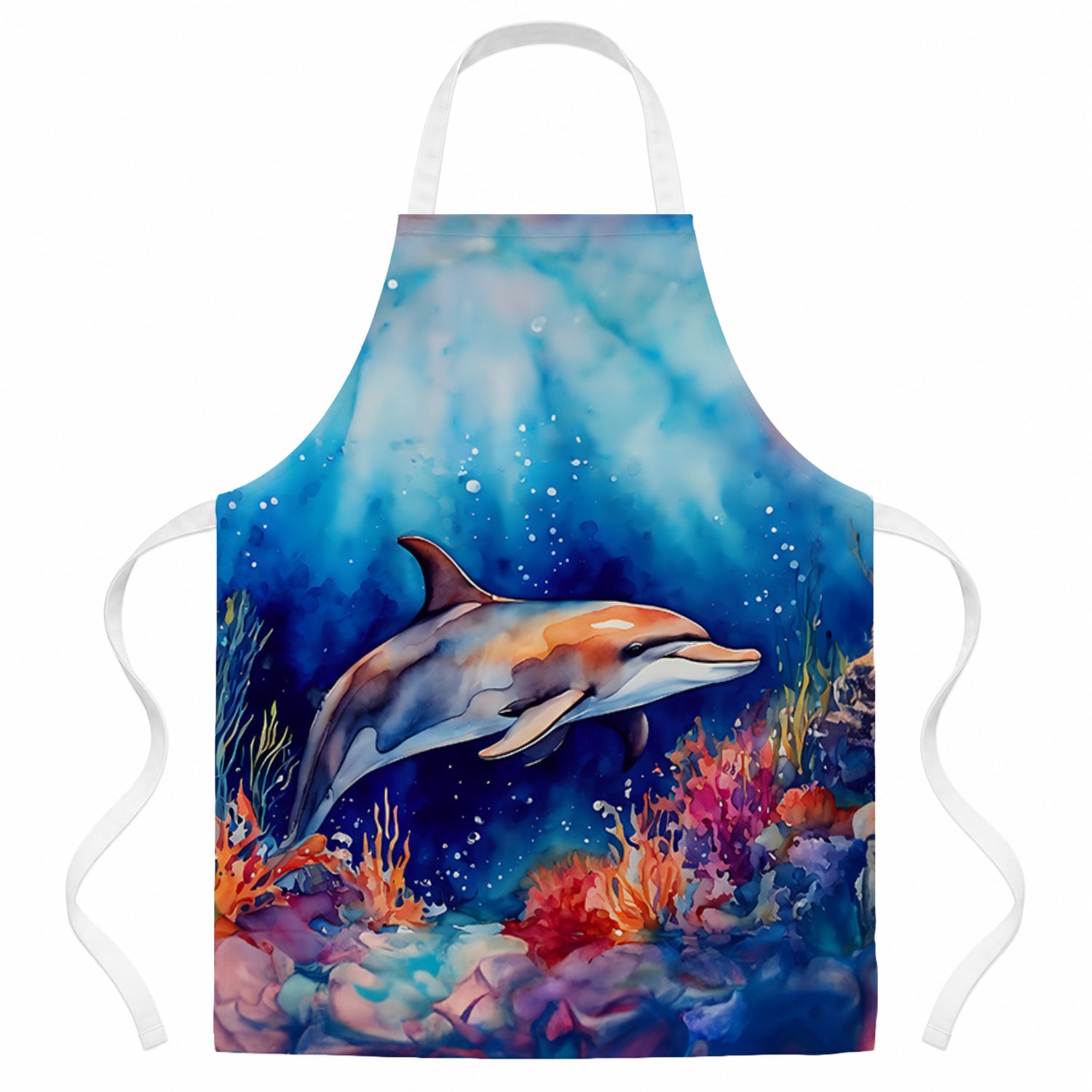 Dolphin Apron Cooking Kitchen Server Baking Crafts Gardening for Adult Women Men, Unisex, Large, Multicolor