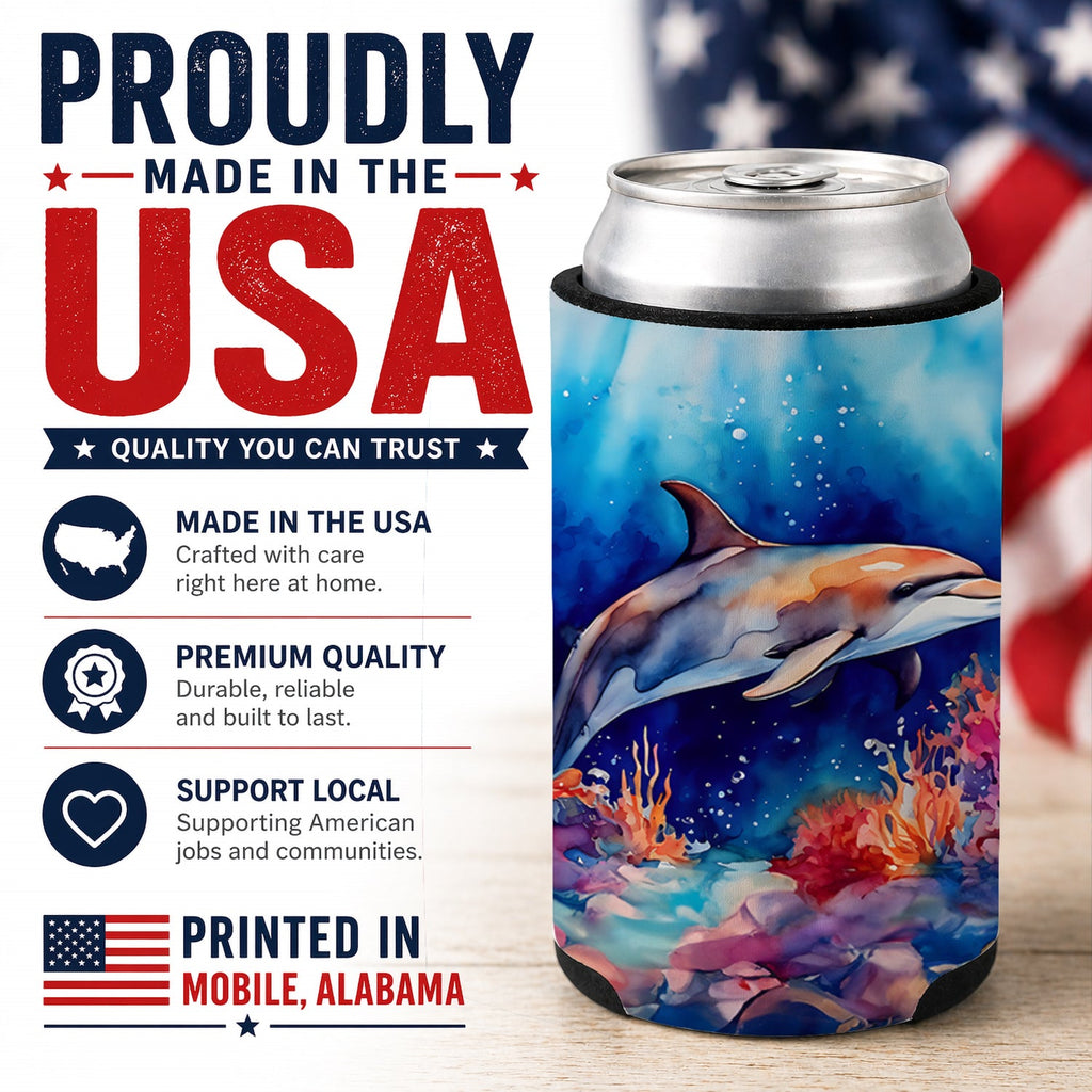 Dolphin Can or Bottle Hugger Cooler Sleeve for Standard 12 oz Cans, Insulated Foam Beer & Soda Can Hugger Reusable