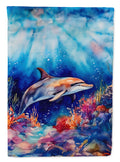 Dolphin House Flag 28x40 Porch Sleeve Pole Decorative Outside Yard Banner Artwork Wall Hanging, Polyester