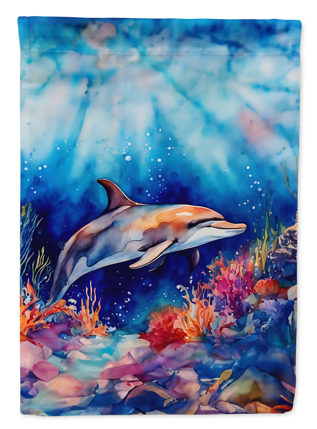 Dolphin House Flag 28x40 Porch Sleeve Pole Decorative Outside Yard Banner Artwork Wall Hanging, Polyester
