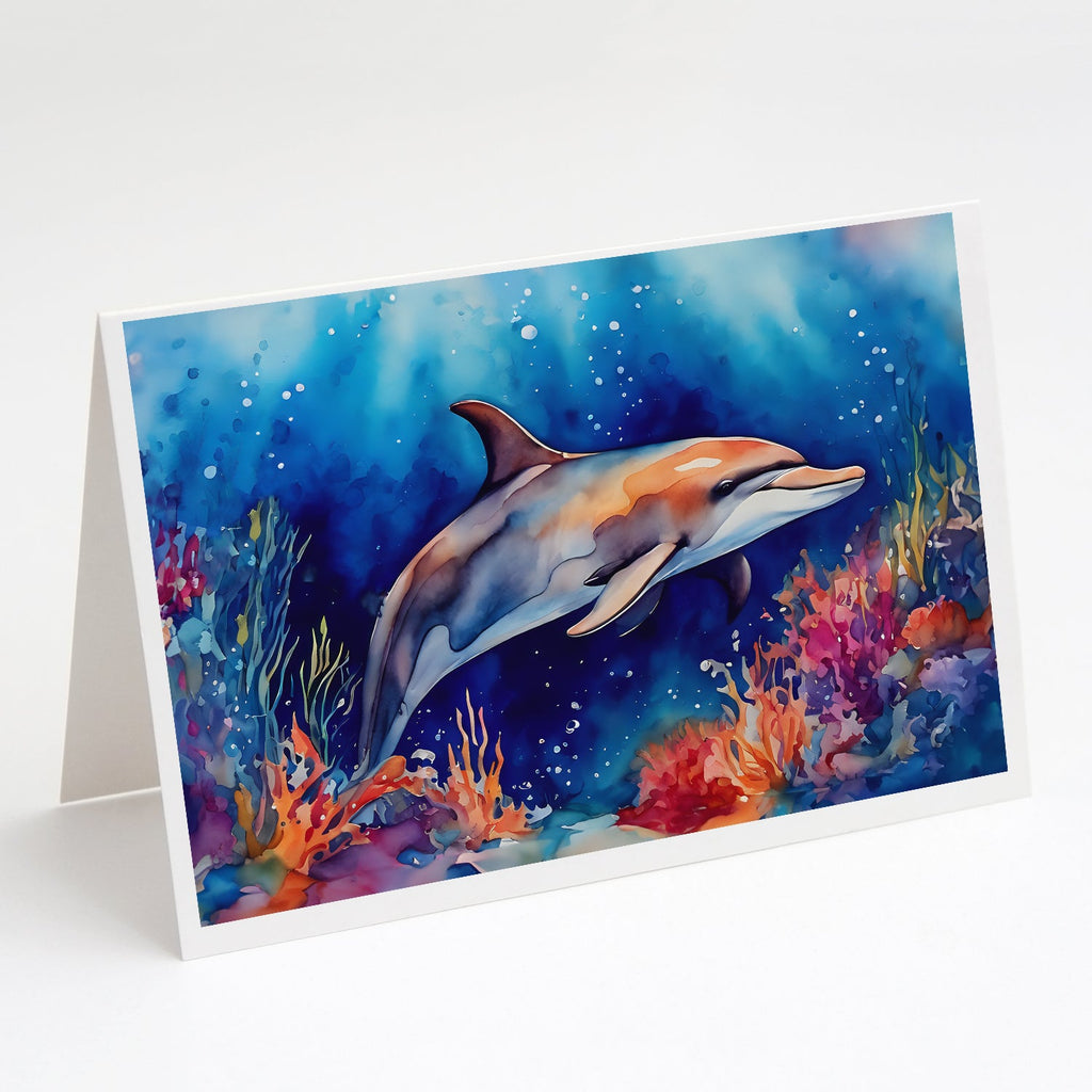 Dolphin Greeting Cards Pack of 8 Blank Cards with Envelopes Whimsical A7 Size 5x7