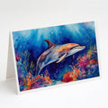 Dolphin Greeting Cards Pack of 8 Blank Cards with Envelopes Whimsical A7 Size 5x7