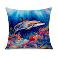 Dolphin Decorative Throw Pillow 14x14 Indoor Outdoor Accent Cushion, Fabric Cover with Insert for Sofa, Bed, Porch & Living Room