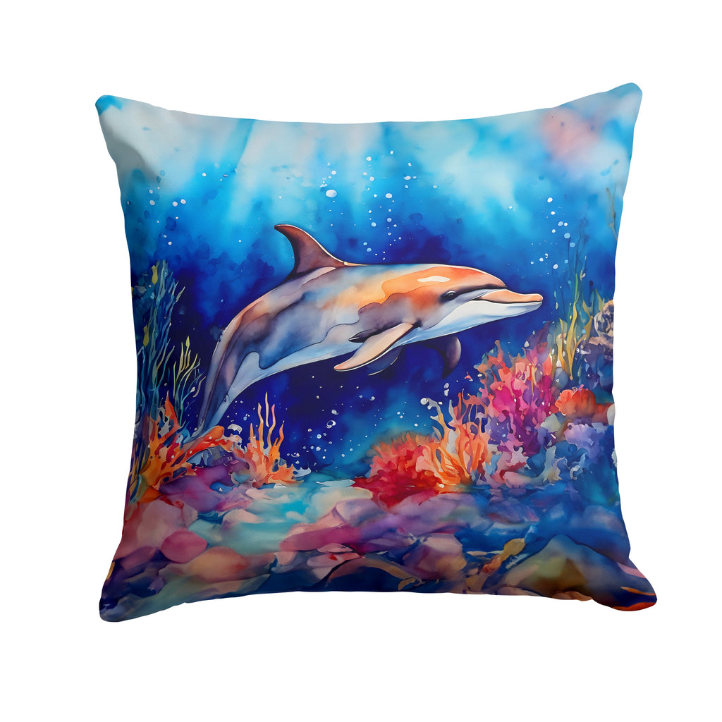 Dolphin Decorative Throw Pillow 18x18 Indoor Outdoor Accent Cushion, Fabric Cover with Insert for Sofa, Bed, Porch & Living Room