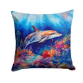 Dolphin Decorative Throw Pillow 18x18 Indoor Outdoor Accent Cushion, Fabric Cover with Insert for Sofa, Bed, Porch & Living Room