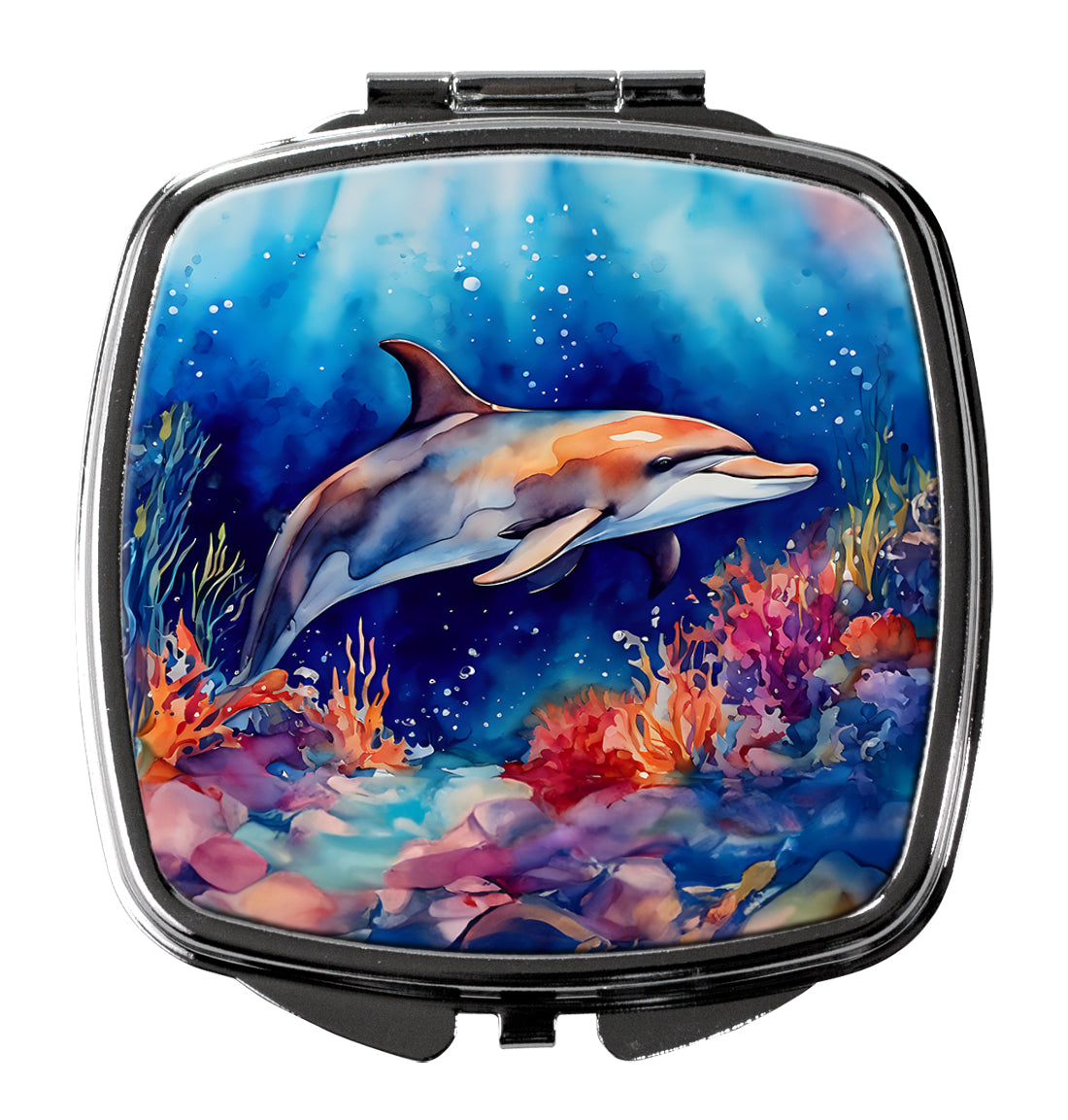 Dolphin Compact Mirror Decorative Travel Makeup Mirror for Women Girls Gifts Pocket Makeup Mirror Folding Handheld