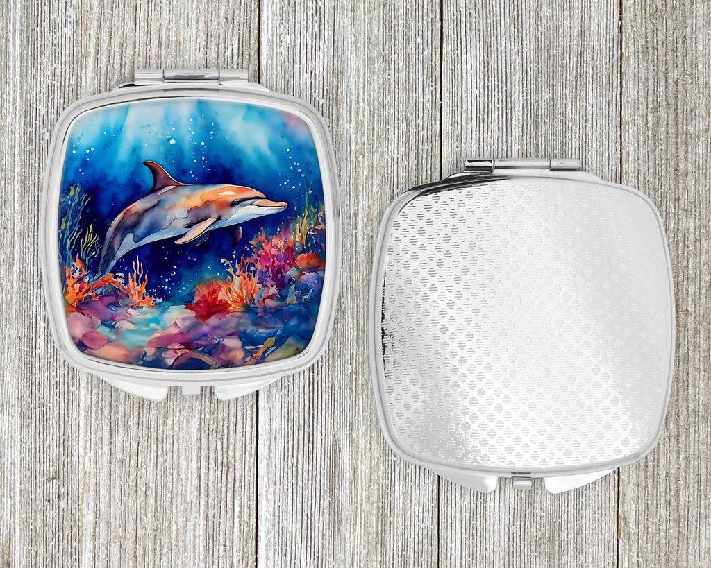 Dolphin Compact Mirror Decorative Travel Makeup Mirror for Women Girls Gifts Pocket Makeup Mirror Folding Handheld