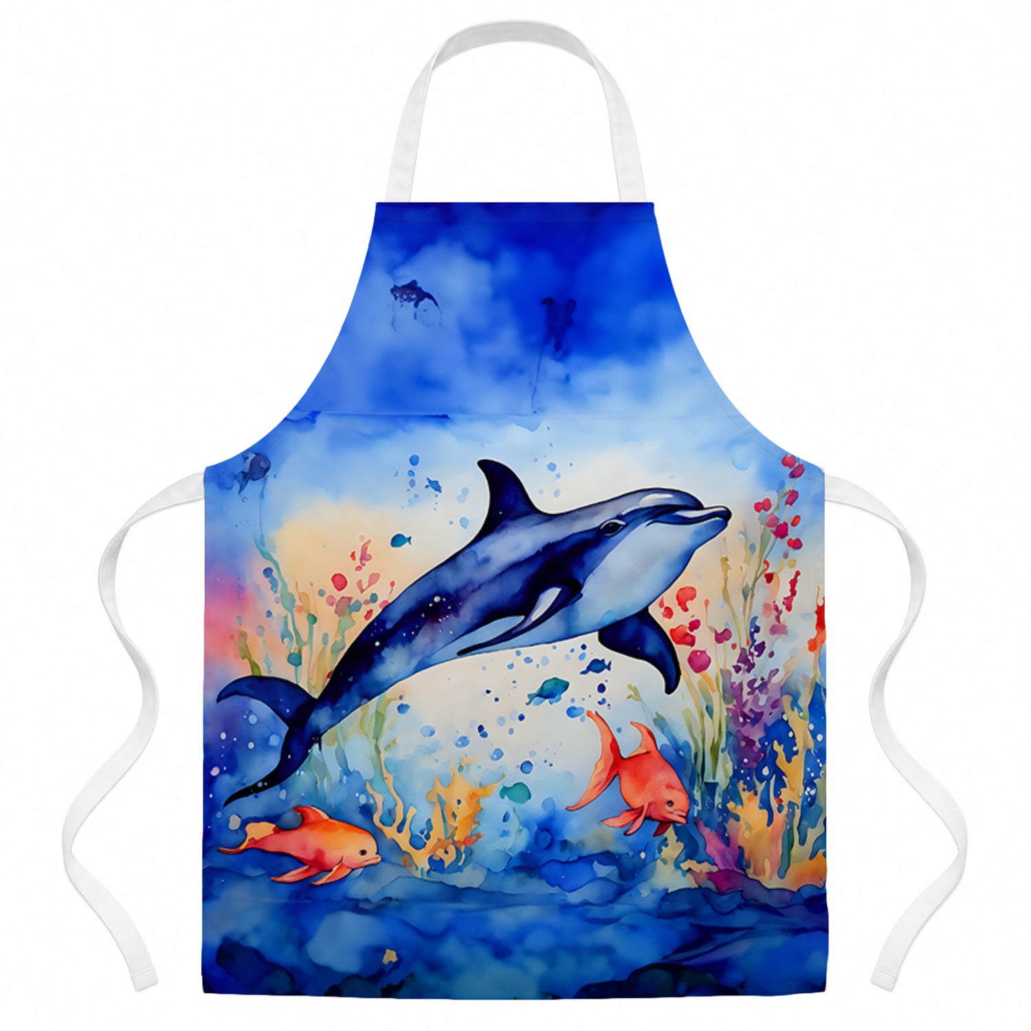 Dolphin Apron Cooking Kitchen Server Baking Crafts Gardening for Adult Women Men, Unisex, Large, Multicolor