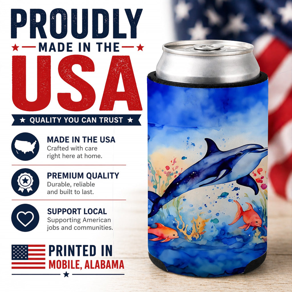 Dolphin Can or Bottle Hugger Cooler Sleeve for Standard 12 oz Cans, Insulated Foam Beer & Soda Can Hugger Reusable