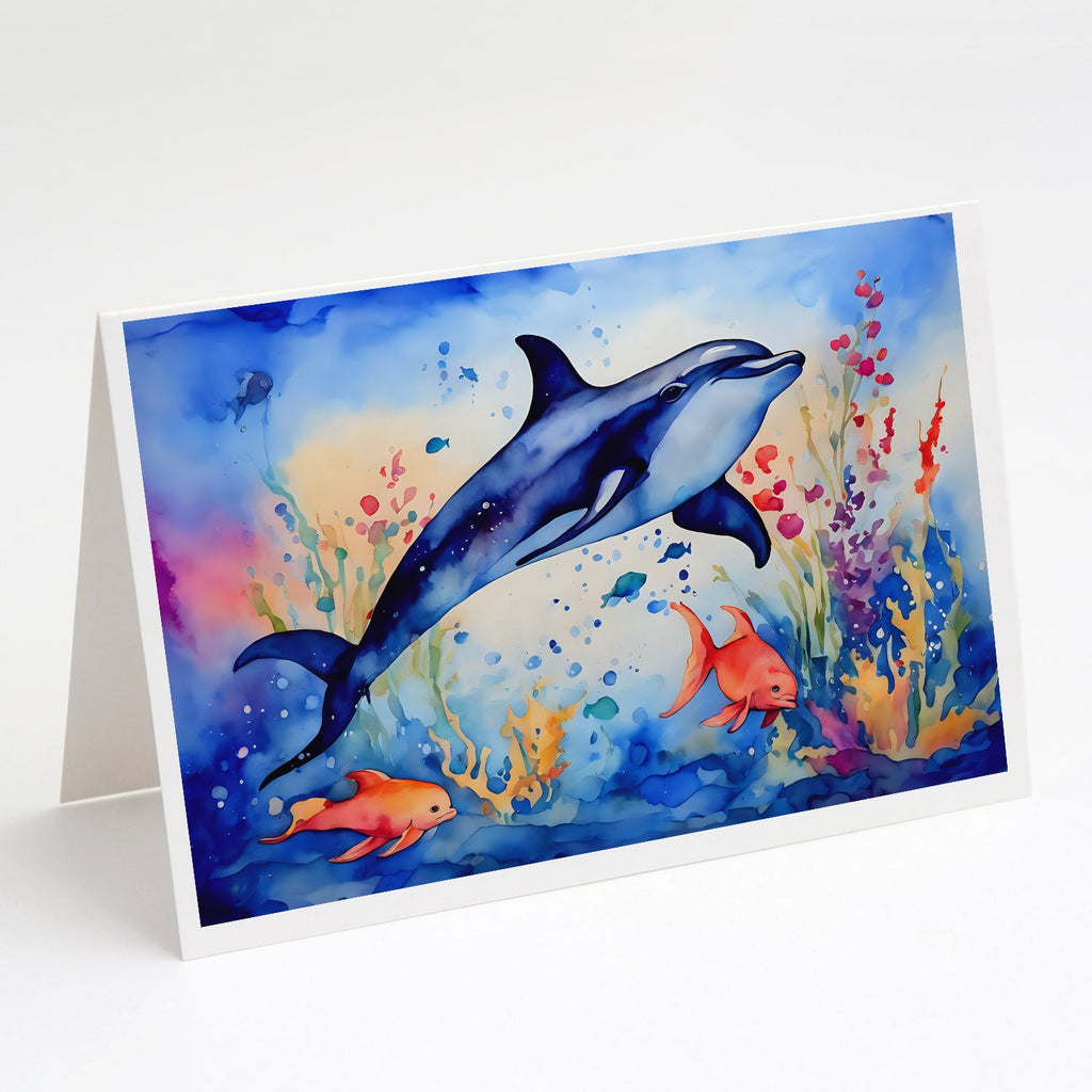 Dolphin Greeting Cards Pack of 8 Blank Cards with Envelopes Whimsical A7 Size 5x7