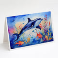 Dolphin Greeting Cards Pack of 8 Blank Cards with Envelopes Whimsical A7 Size 5x7