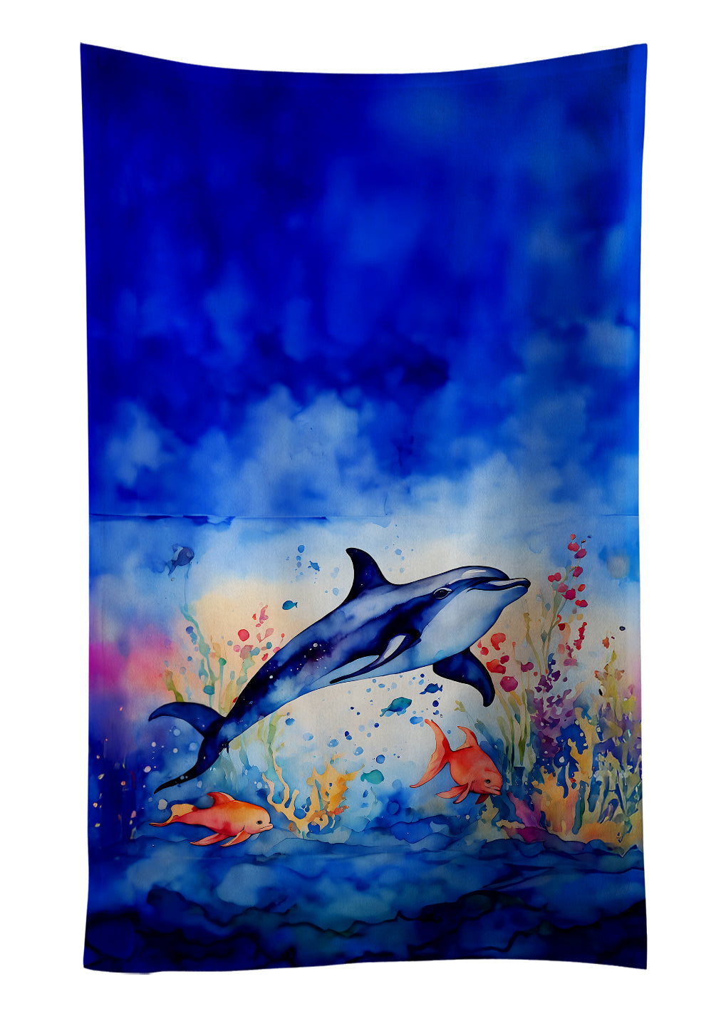Dolphin Kitchen Towel Velour Plush Front and Cotton Loop Back Machine Washable