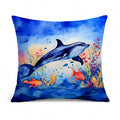 Dolphin Decorative Throw Pillow 14x14 Indoor Outdoor Accent Cushion, Fabric Cover with Insert for Sofa, Bed, Porch & Living Room