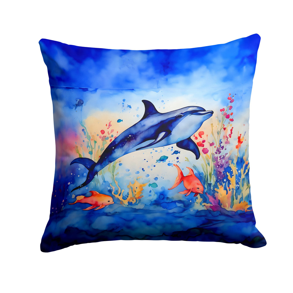 Dolphin Decorative Throw Pillow 18x18 Indoor Outdoor Accent Cushion, Fabric Cover with Insert for Sofa, Bed, Porch & Living Room