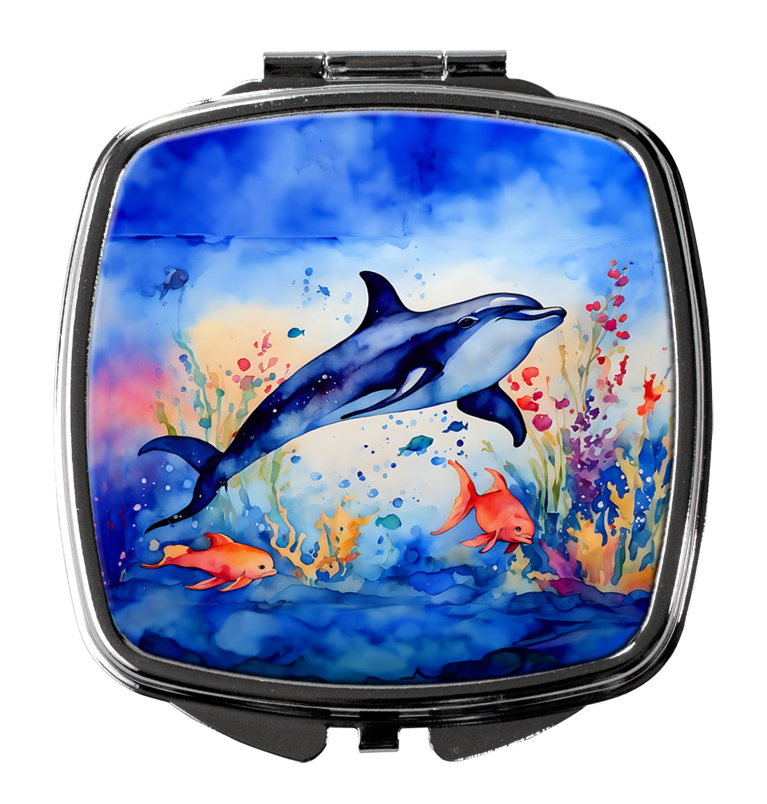 Dolphin Compact Mirror Decorative Travel Makeup Mirror for Women Girls Gifts Pocket Makeup Mirror Folding Handheld
