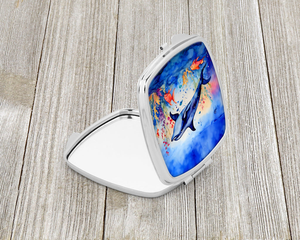 Dolphin Compact Mirror Decorative Travel Makeup Mirror for Women Girls Gifts Pocket Makeup Mirror Folding Handheld