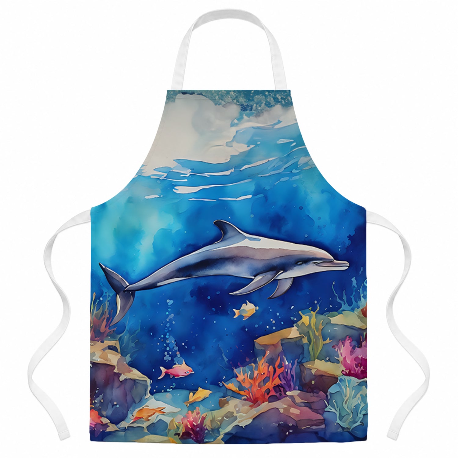 Dolphin Apron Cooking Kitchen Server Baking Crafts Gardening for Adult Women Men, Unisex, Large, Multicolor