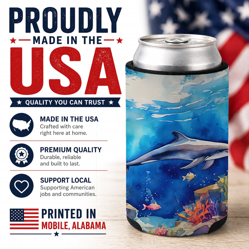Dolphin Can or Bottle Hugger Cooler Sleeve for Standard 12 oz Cans, Insulated Foam Beer & Soda Can Hugger Reusable