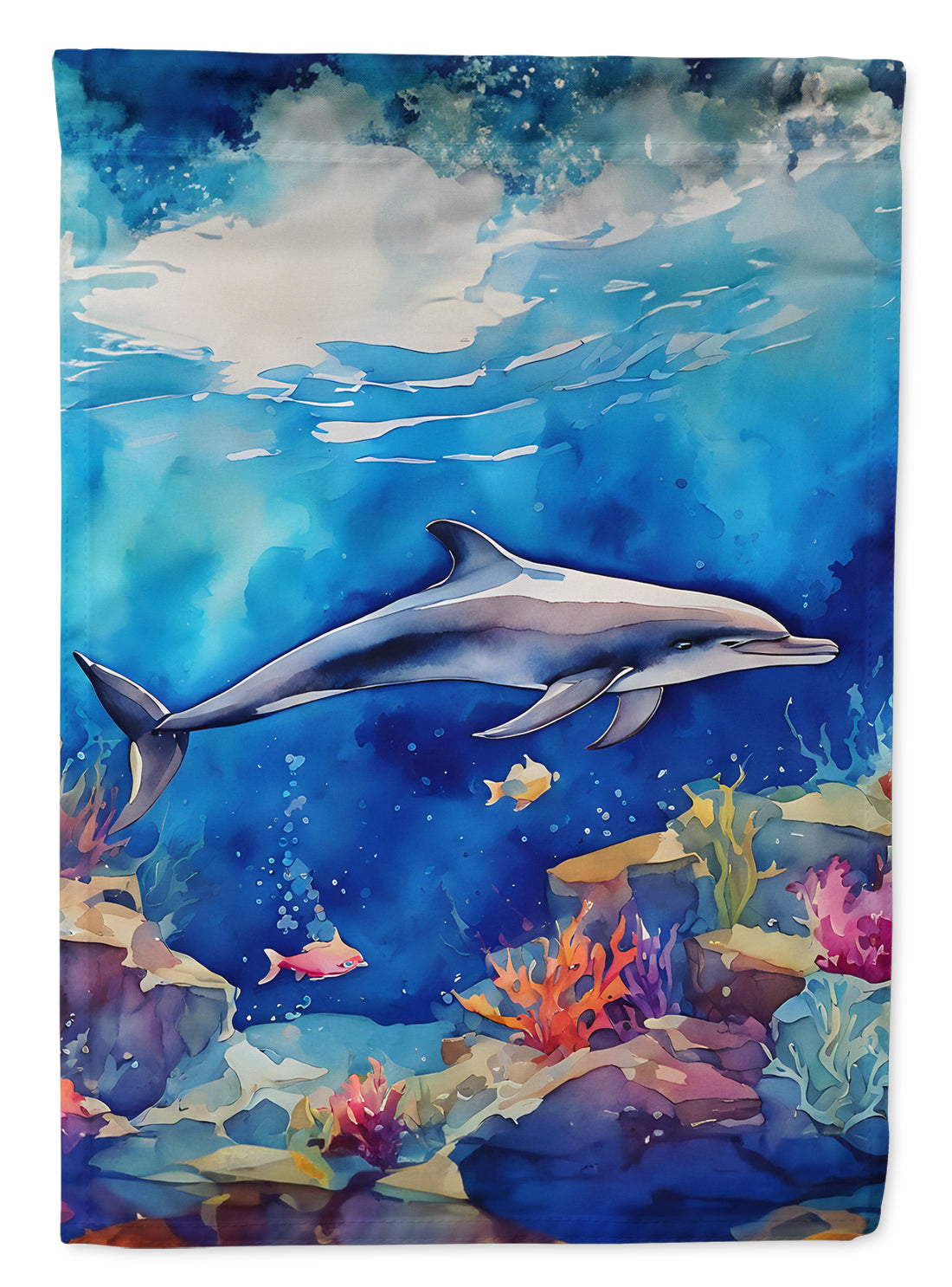 Dolphin House Flag 28x40 Porch Sleeve Pole Decorative Outside Yard Banner Artwork Wall Hanging, Polyester