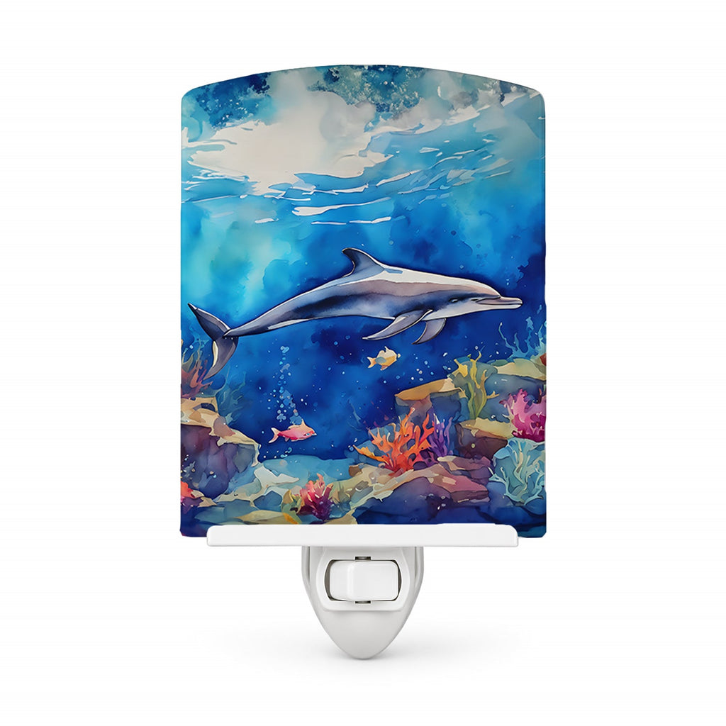 Dolphin Ceramic Night Light Compact, UL-Certified, Ideal for Bedroom, Bathroom, Nursery, Hallway, Kitchen, 6x4x3, Multicolor