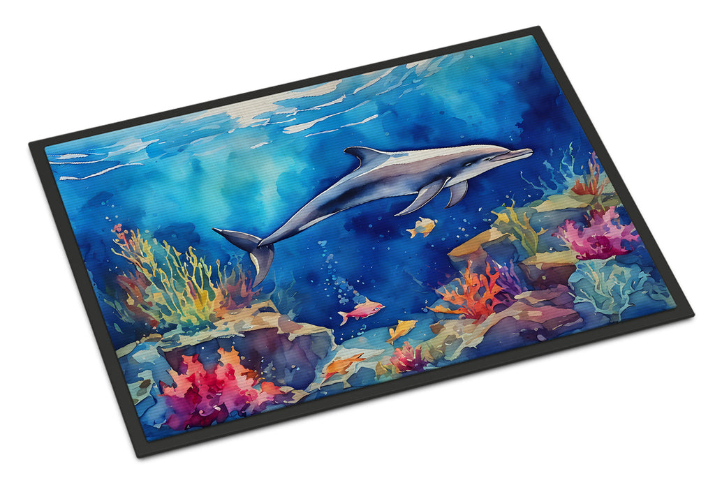 Dolphin Doormat Indoor Outdoor 24H X 36W Front Door Mat Rugs for Entryway, Non Slip Washable Low Pile,