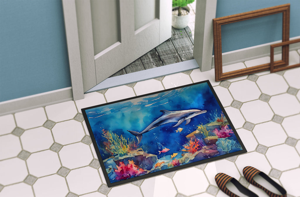 Dolphin Doormat Indoor Outdoor 18H X 27W Front Door Mat Rugs for Entryway, Non Slip Washable