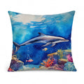 Dolphin Decorative Throw Pillow 14x14 Indoor Outdoor Accent Cushion, Fabric Cover with Insert for Sofa, Bed, Porch & Living Room