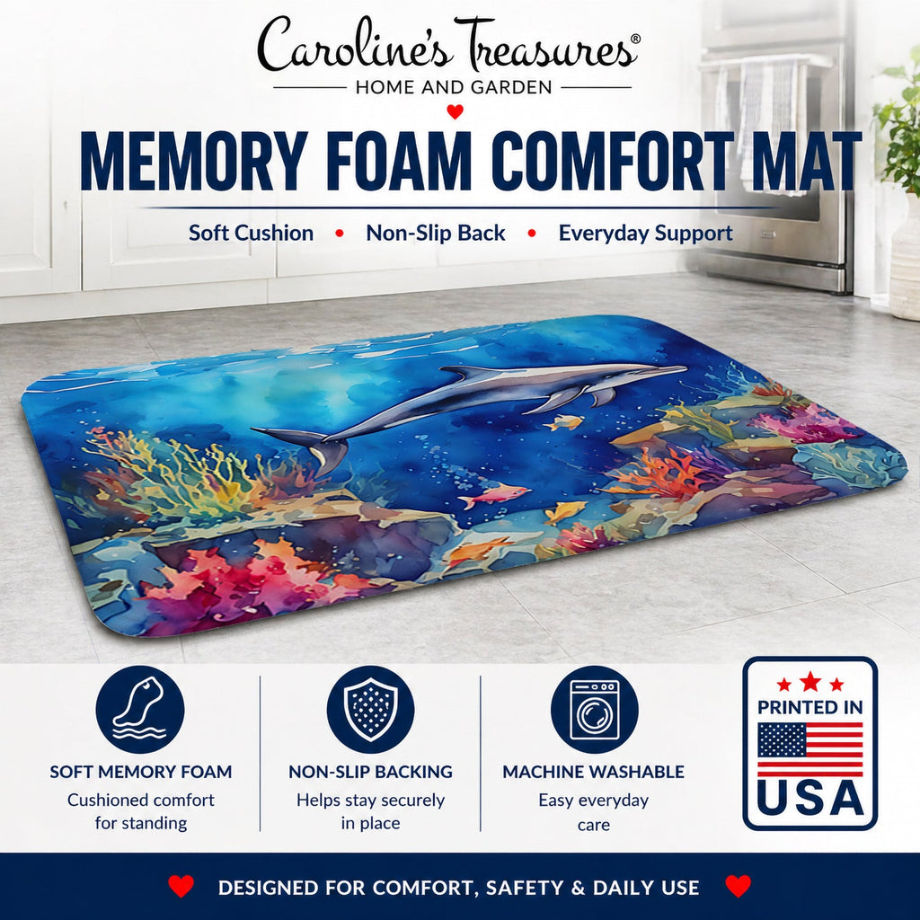 Dolphin Memory Foam Kitchen Mat Machine Washable Anti-Fatigue Cushion Comfort Bath or Kitchen Rug