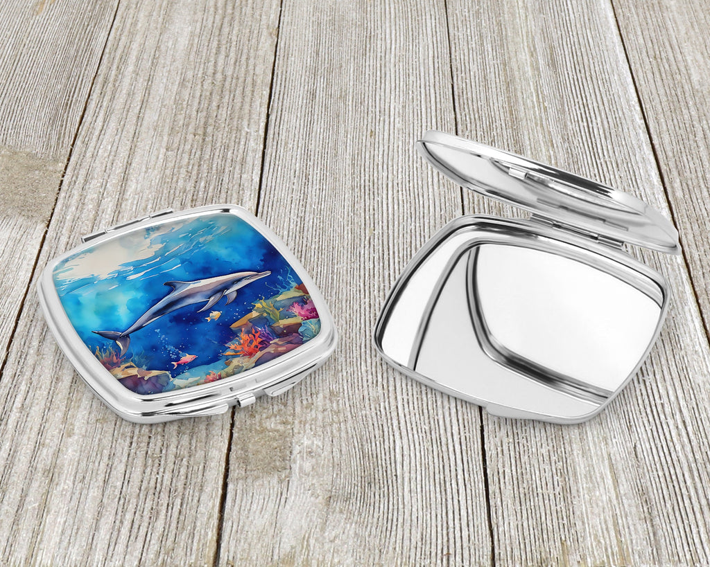 Dolphin Compact Mirror Decorative Travel Makeup Mirror for Women Girls Gifts Pocket Makeup Mirror Folding Handheld