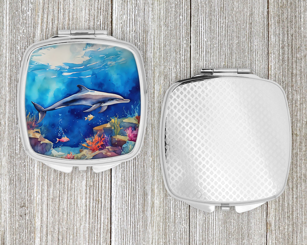 Dolphin Compact Mirror Decorative Travel Makeup Mirror for Women Girls Gifts Pocket Makeup Mirror Folding Handheld