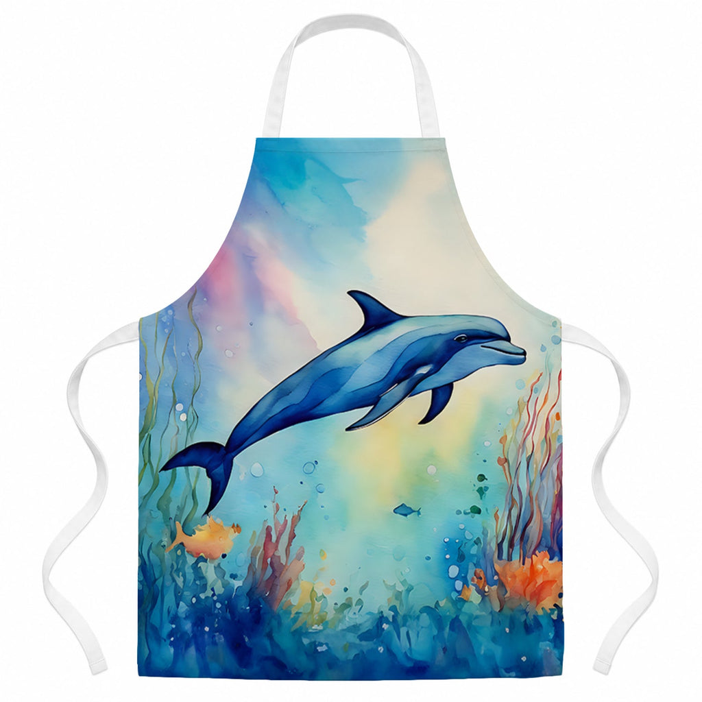 Dolphin Apron Cooking Kitchen Server Baking Crafts Gardening for Adult Women Men, Unisex, Large, Multicolor