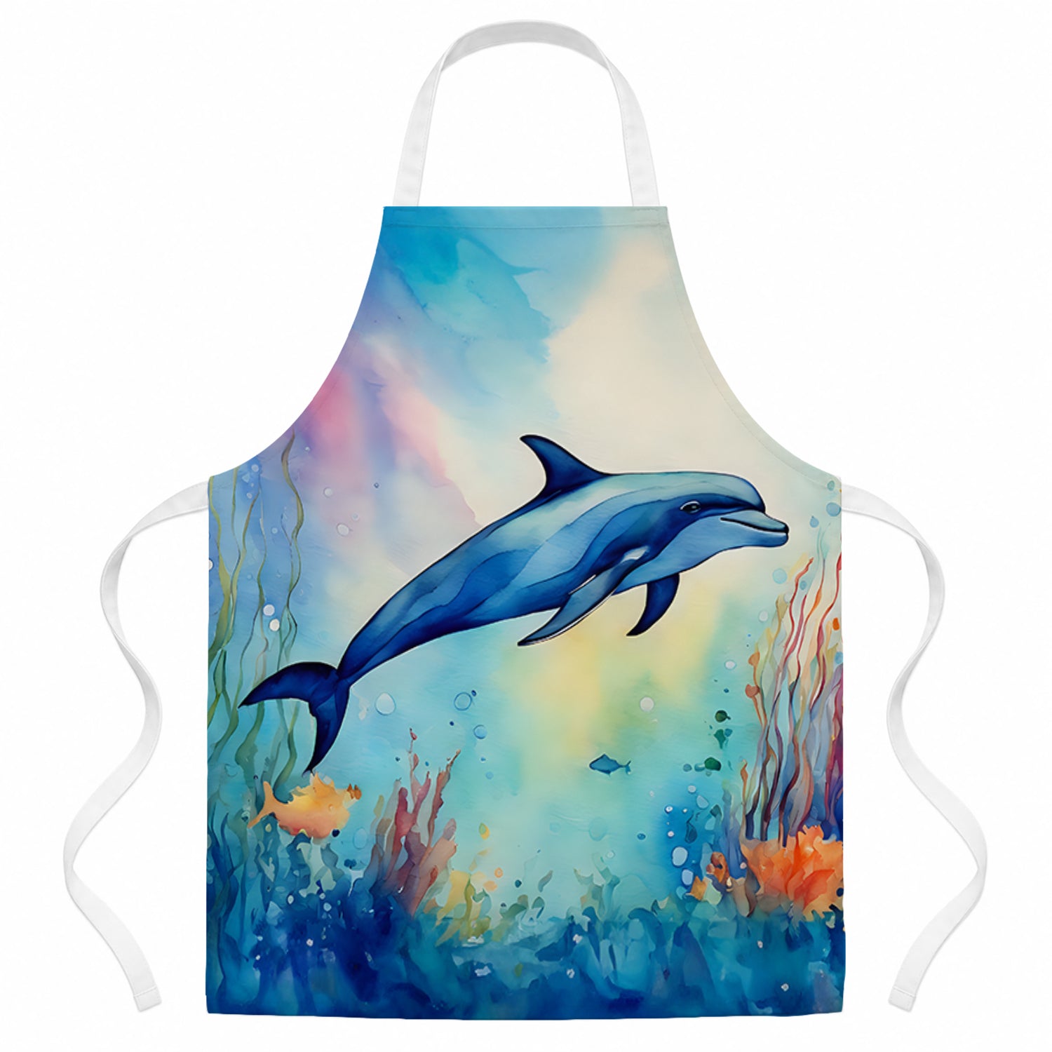 Dolphin Apron Cooking Kitchen Server Baking Crafts Gardening for Adult Women Men, Unisex, Large, Multicolor