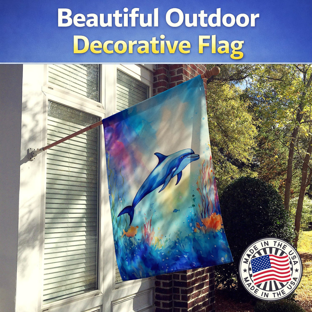 Dolphin House Flag 28x40 Porch Sleeve Pole Decorative Outside Yard Banner Artwork Wall Hanging, Polyester