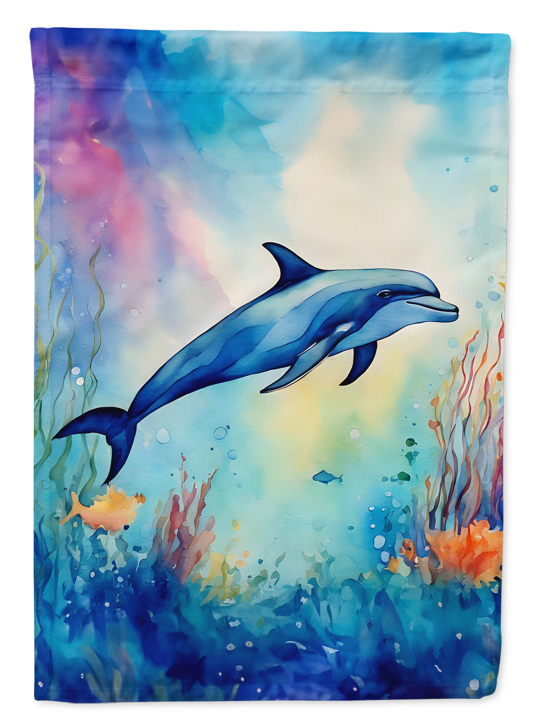 Dolphin House Flag 28x40 Porch Sleeve Pole Decorative Outside Yard Banner Artwork Wall Hanging, Polyester